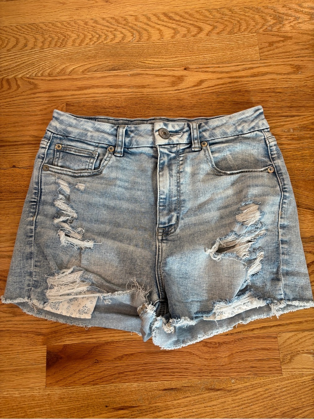 American Eagle Outfitters Light Blue Distressed Denim Shorts